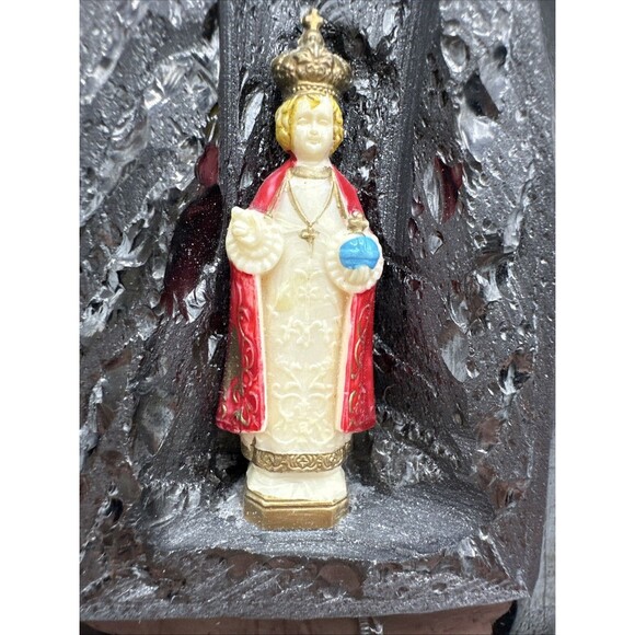 Infant Of Prague Coal Sculpture PA Pennsylvania Vintage 5.25” - Picture 13 of 15